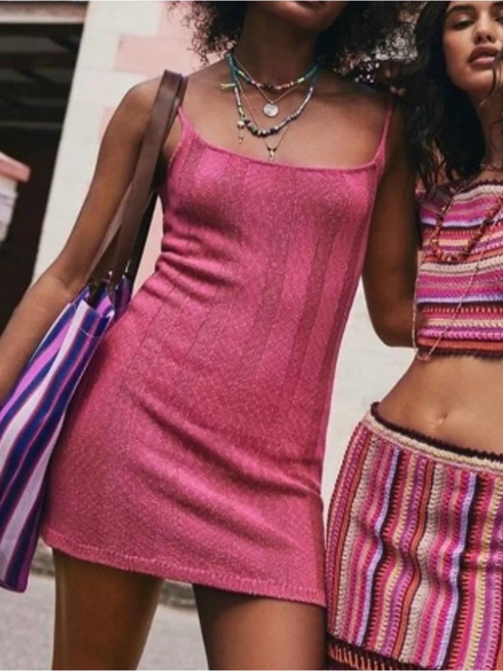 Free People Free-Est Beach Stellar Sweater Mini Dress Pink